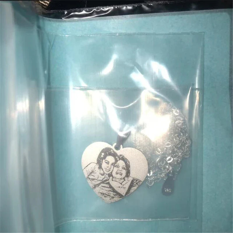 Personalized Photo Engraved Titanium Steel Necklace with Customizable Pendant