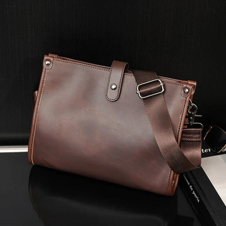 Stylish Men's Shoulder Messenger Bag with Korean-inspired Design, Crafted from Durable PU Leather