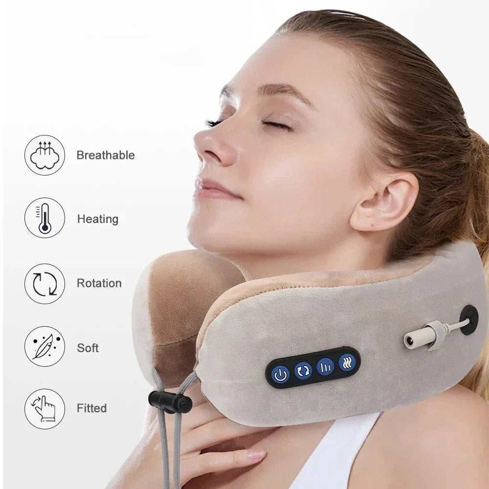 Ergonomic electric neck and shoulder massager with U-shaped design and adjustable massage settings
