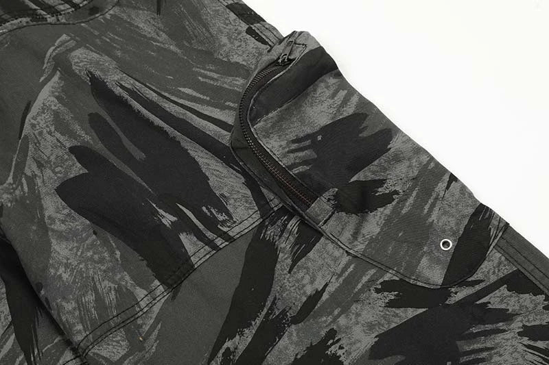 Graffiti camouflage print straight-leg jeans with a high-waist design for a flattering, comfortable fit