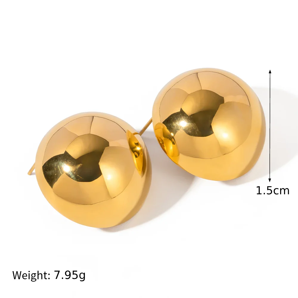 Elegant 18K gold-plated cutout earrings with a sleek hemispherical design, perfect for formal events and everyday wear.