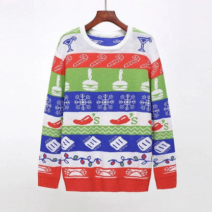 Stylish men's round neck Christmas sweater in various festive colors