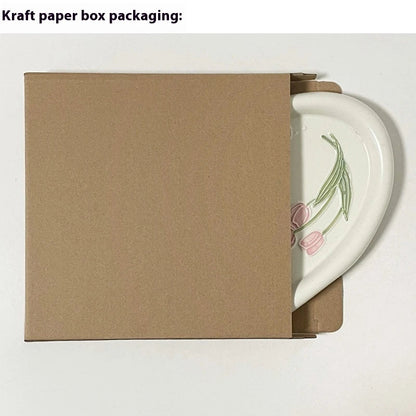 Elegant ceramic plate featuring a delicate floral relief design of Calla Lily and Tulip flowers, perfect for refined dining