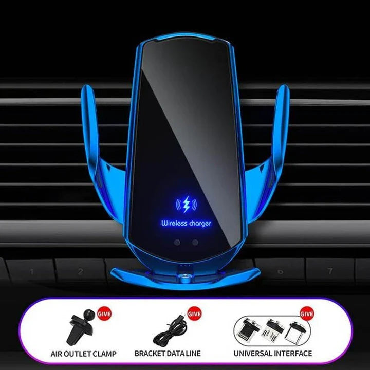 15W Fast Charging Auto-Clamping Wireless Car Charger with 360-Degree Rotation and Universal Qi Compatibility