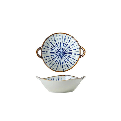 Elegant porcelain noodle and soup bowl with a comfortable handle, perfect for serving a variety of hot and cold dishes.