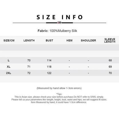 Elegant silk crepe de chine blouse in a unique print design, featuring a loose, straight fit and full-length drop sleeves for a modern, sophisticated look.