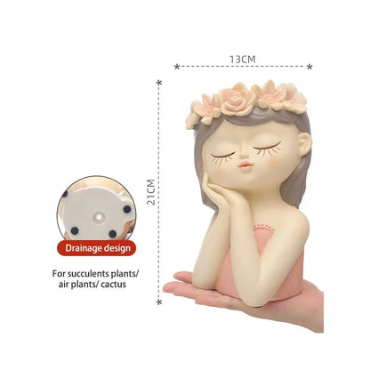 7.8-inch Fairy Girl Planter with hand-painted details, designed to hold succulents and small plants