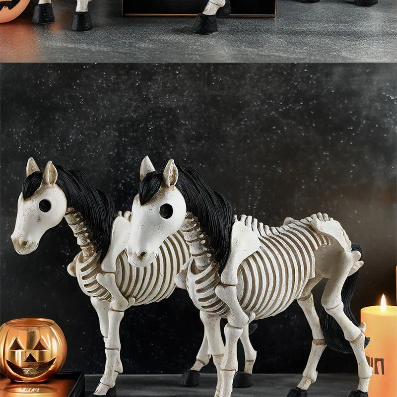 Skeleton Horse Ornament: Detailed resin decoration with a striking skeletal horse design for Halloween decor