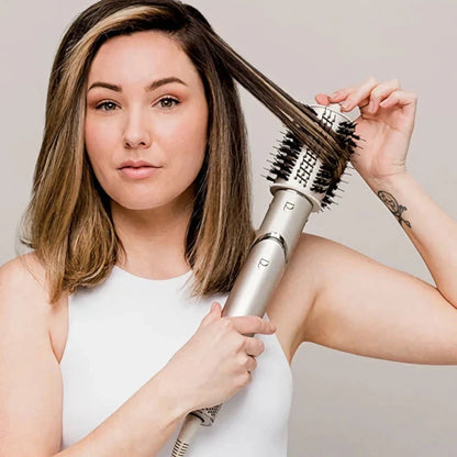 Salon-quality 5-in-1 hair dryer comb with negative ion technology for frizz reduction and shine enhancement
