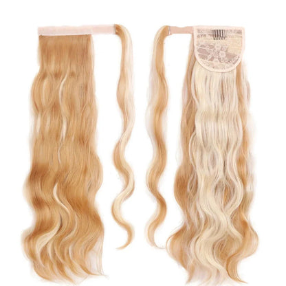 Glamorous blonde wavy clip-in ponytail for a Hollywood-inspired hairstyle