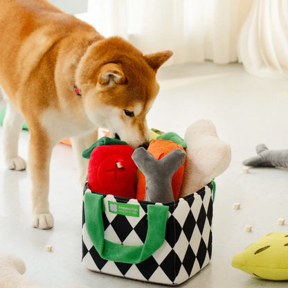 Interactive plush dog snuffle toy set with vibrant colors, chew and squeak features, and a puzzle feeder to engage your pup's senses and promote mental stimulation.