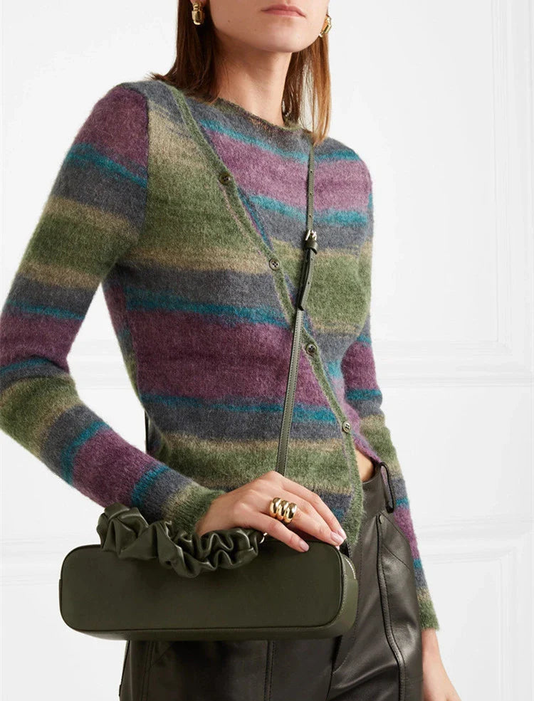 Chic Long Shoulder Diagonal Bag in Beige, Black, Dark Green, and Brown Colors