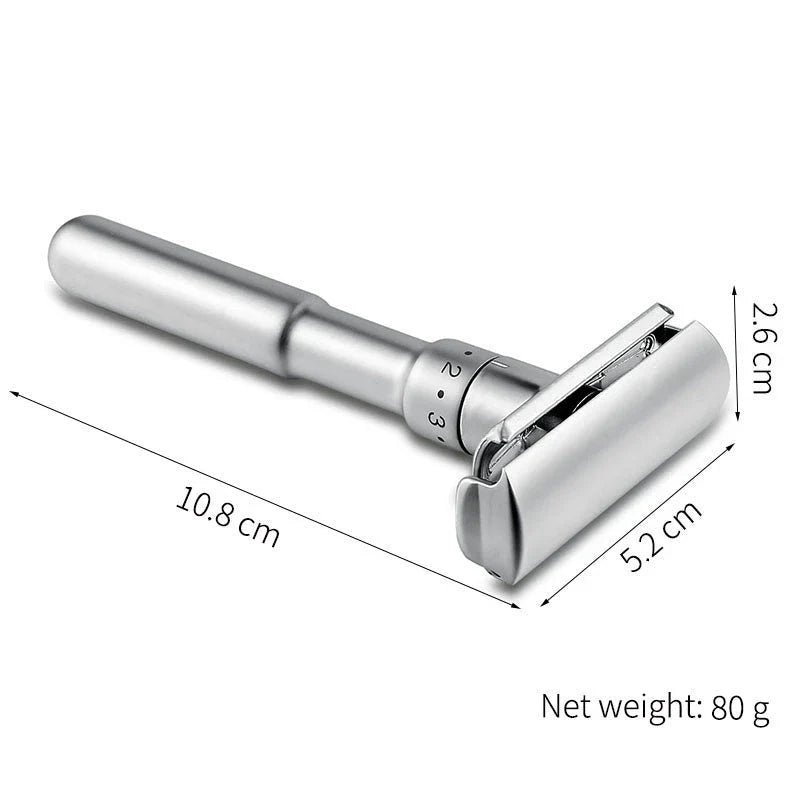 Customizable zinc alloy safety razor with adjustable settings for a close, smooth shave
