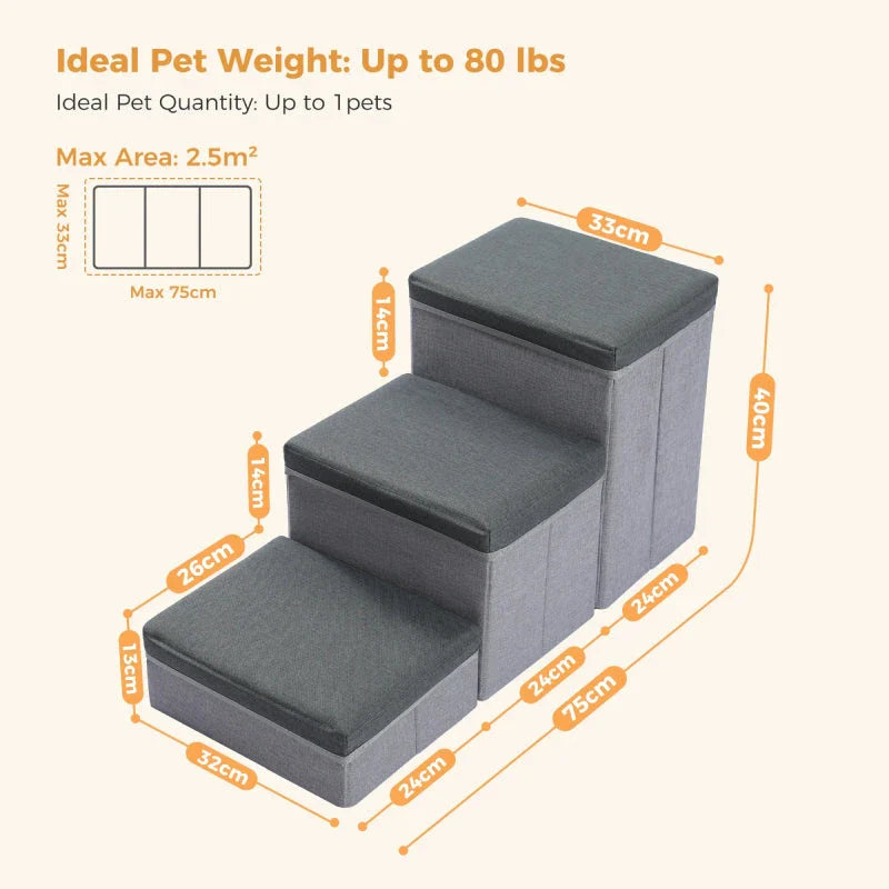 Foldable 2-in-1 Pet Steps and Storage Ladder for Dogs and Puppies, providing a safe and convenient way for pets to access high places