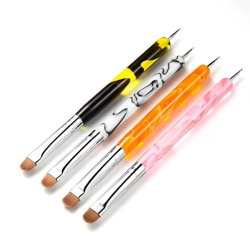 Premium dual-ended acrylic nail art brush and dotting tool in various colors for versatile nail design applications