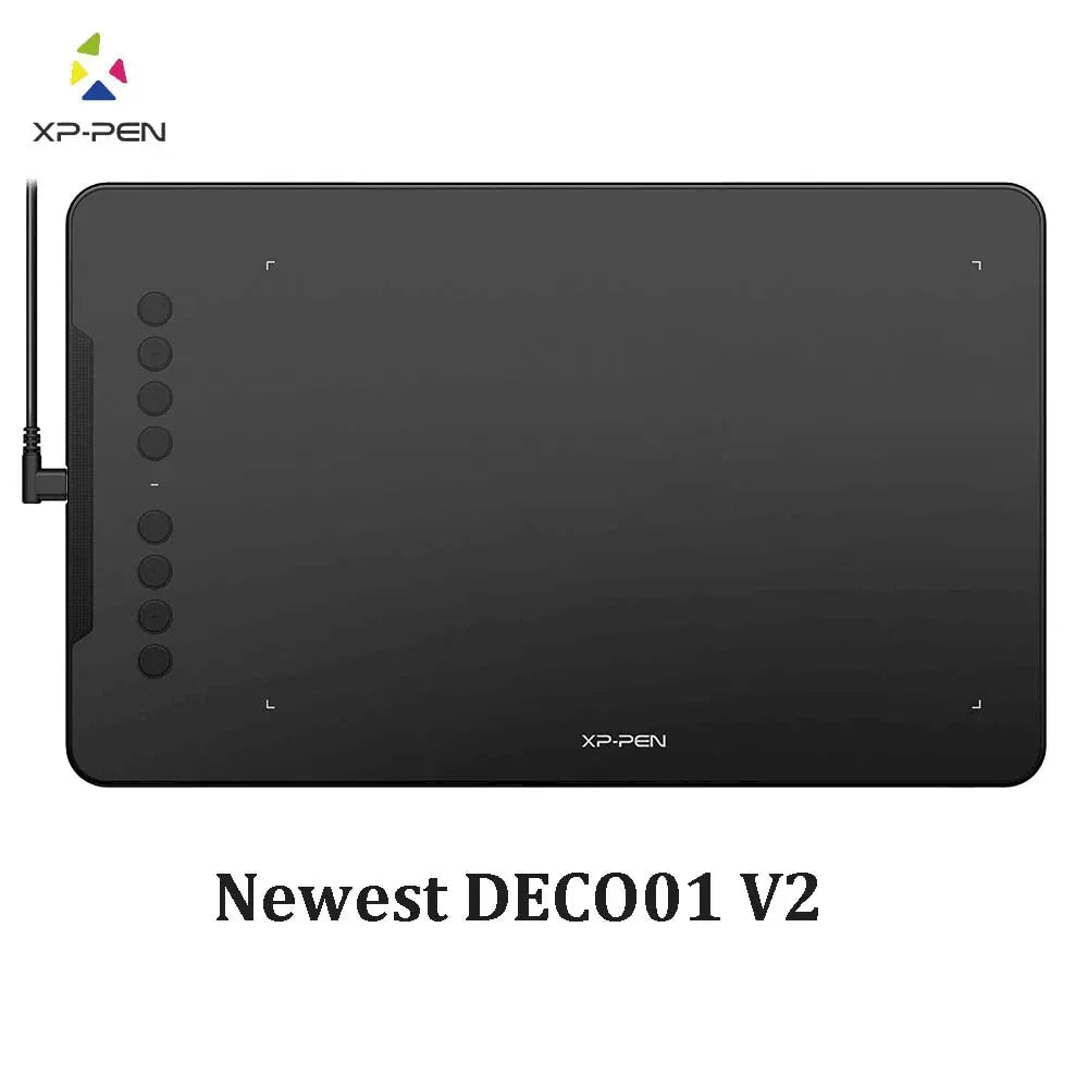 XPPen Deco 01 V2 10-inch Digital Drawing Tablet with Customizable Shortcuts and Tilt-Supported Stylus