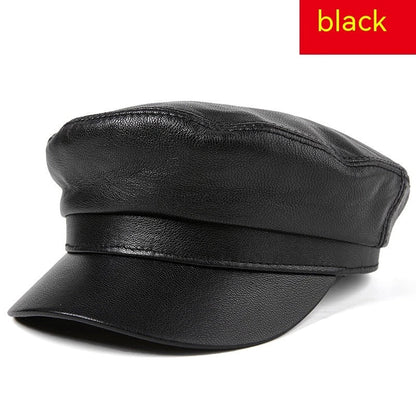 Premium Autumn and Winter Sheepskin Flat-top Hat in black and brown colors