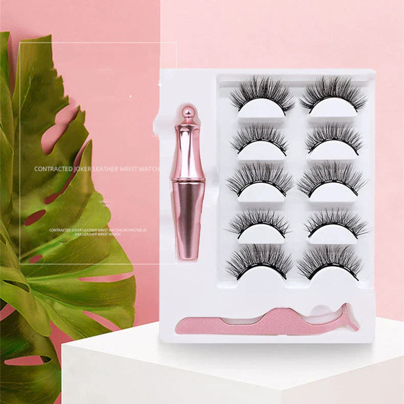 Magnetic Eyelash and Eyeliner Duo Set - natural-looking false lashes, magnetic eyeliner, and eyelash tweezers for easy, glamorous eye makeup application