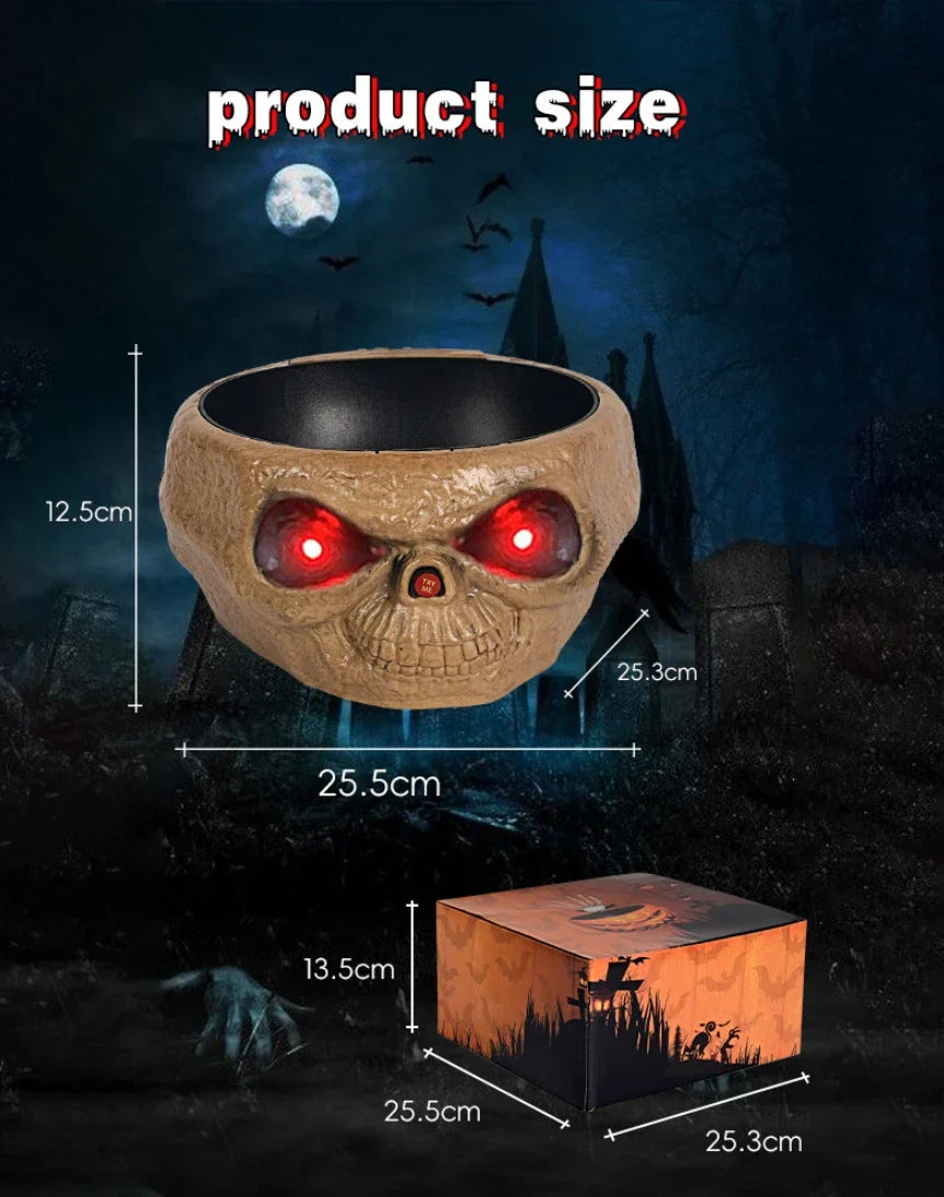 Illuminating Halloween pumpkin-shaped fruit plate with lighting and sound effects for festive holiday decor