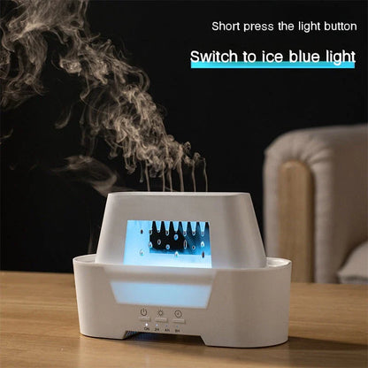 Elegant Ultrasonic Humidifier with Essential Oil Diffuser, featuring a unique raindrop design and calming lighting for a serene living space