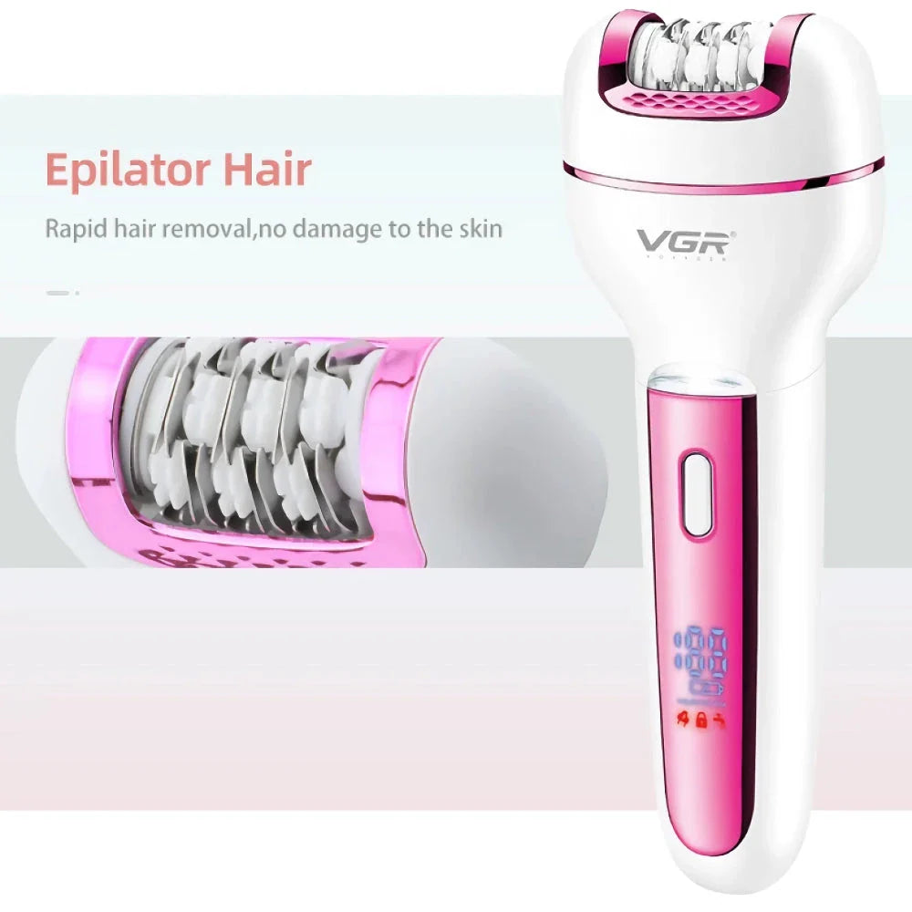3-in-1 Multipurpose Women's Electric Shaver and Epilator with Epilator, Callus Remover, and Razor Attachments