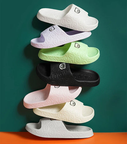 Cozy bear-themed slippers with thick, non-slip soles for indoor wear