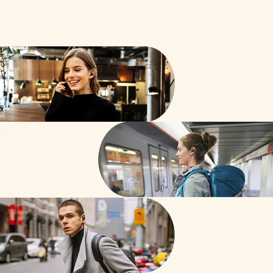 Sleek and comfortable HT07 hybrid noise-cancelling wireless earbuds with advanced features for an immersive audio experience