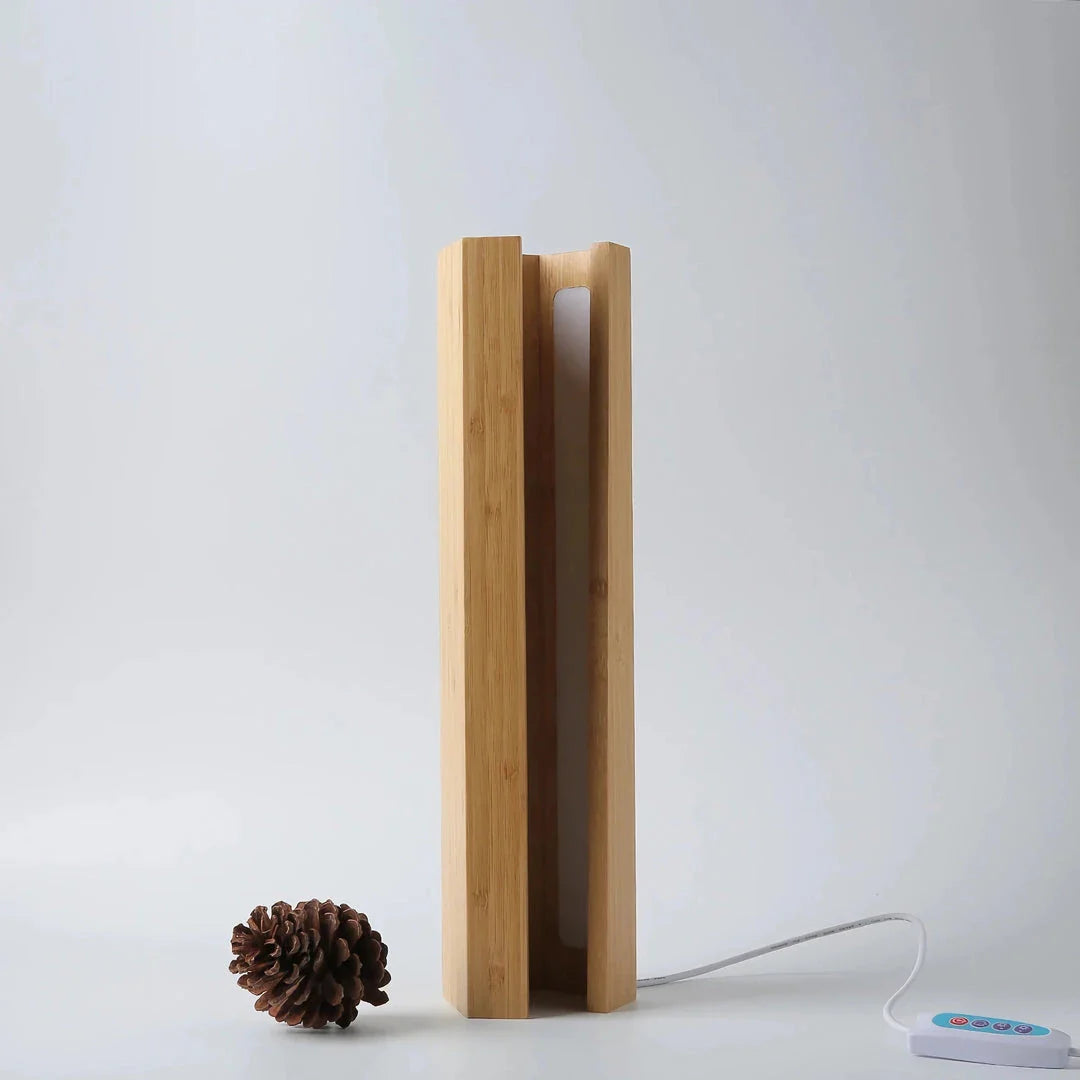 Elegant bamboo LED table lamp with adjustable brightness and soft, soothing light