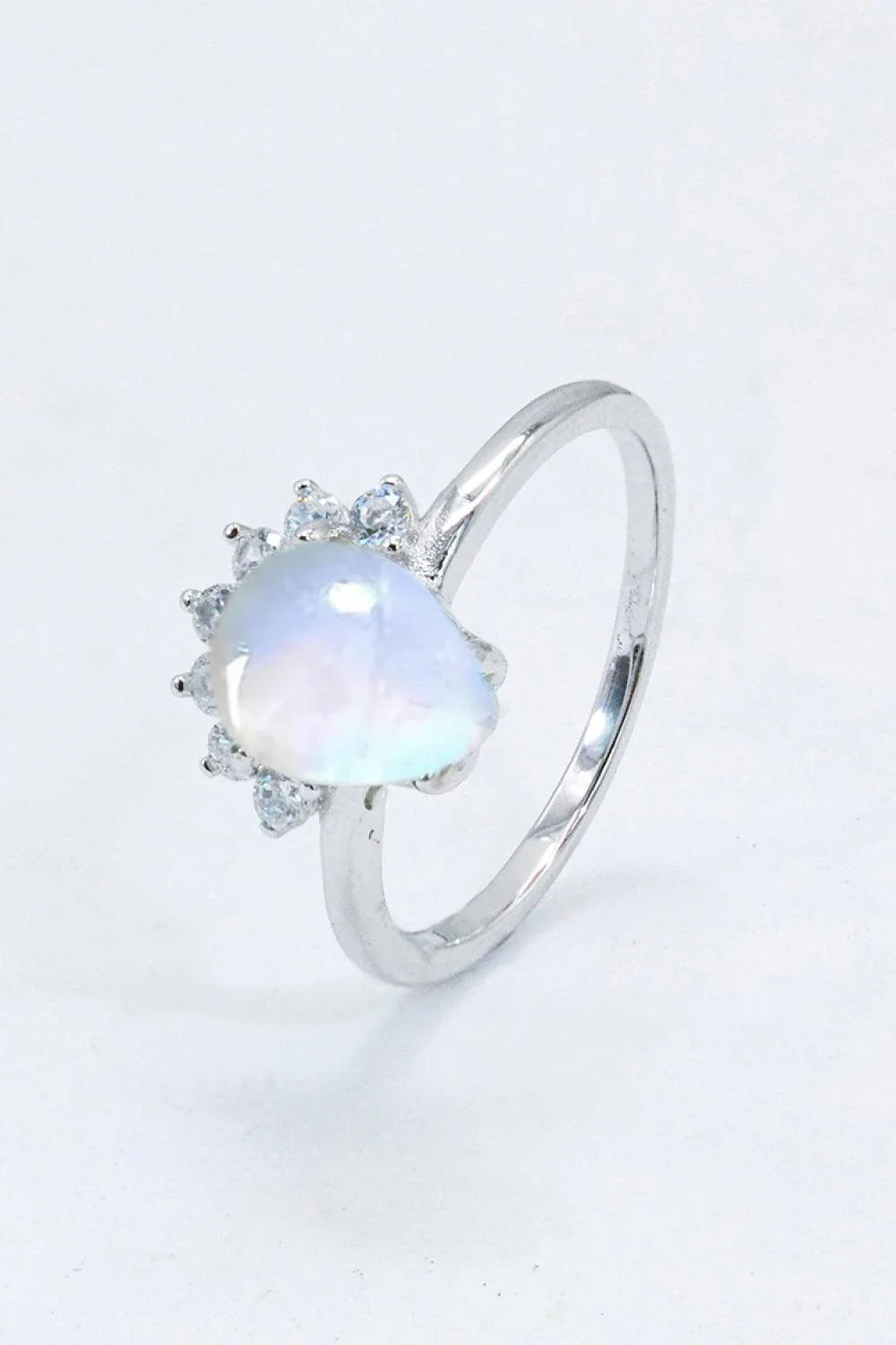 925 Sterling Silver Moonstone Ring with Minimalist Design and Mesmerizing Blue-Violet Hue