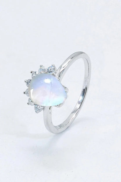 925 Sterling Silver Moonstone Ring with Minimalist Design and Mesmerizing Blue-Violet Hue
