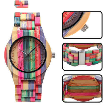 Stylish Quartz Bamboo Wood Watch - A unique and eco-friendly timepiece with a sleek design and reliable quartz movement