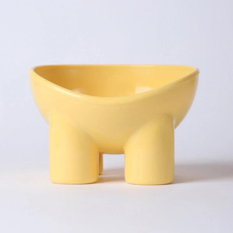 Elevated high foot pet bowl with neck support and anti-tip design for small dogs and cats