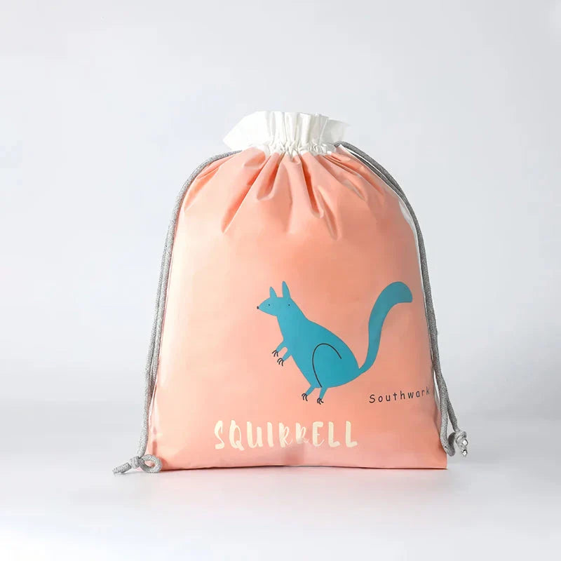 Cartoon Cute Large Capacity Waterproof Drawstring Storage Bag in Yellow Color