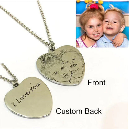 Personalized Photo Engraved Titanium Steel Necklace with Customizable Pendant