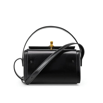 Luxury Genuine Leather Small Square Shoulder Bag in Black, Milk Apricot, Gray Blue, and Beige colors
