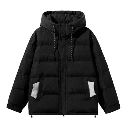 Premium youth insulated windbreaker jacket in black, beige, and brown colors with 90% white duck down insulation for warmth and wind protection