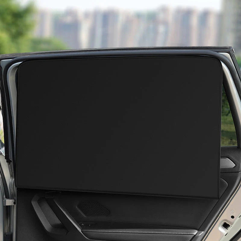 2PCS Magnetic Car Sun Shade with UV Protection - Sleek Black Design for Effortless Sun Glare Reduction