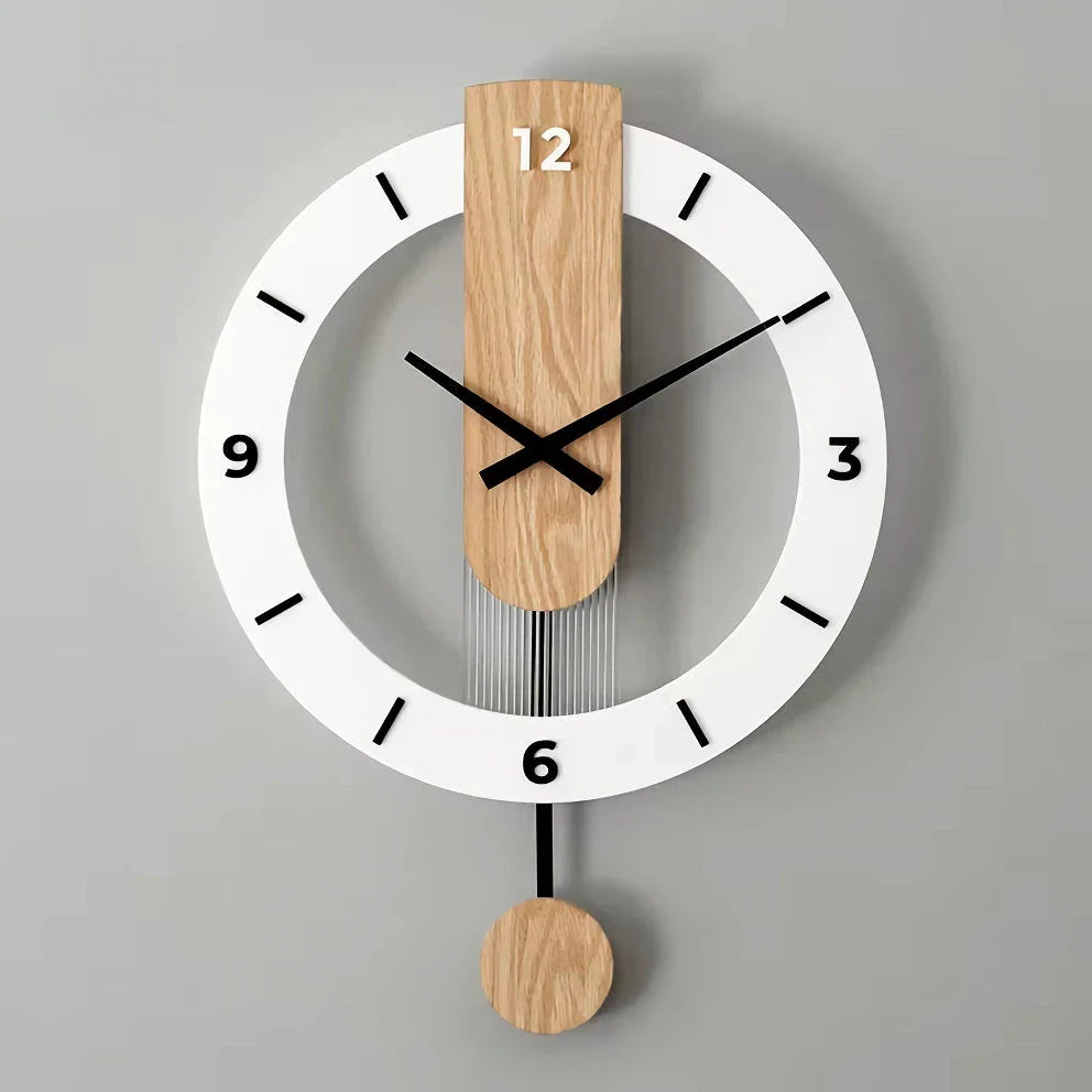 Elegant Nordic-Inspired Solid Wood Wall Clock with sleek, rectangular design and muted, quiet operation