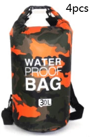 Rugged waterproof backpack made of durable ripstop polyester, perfect for outdoor adventures like hiking, camping, and beach trips.
