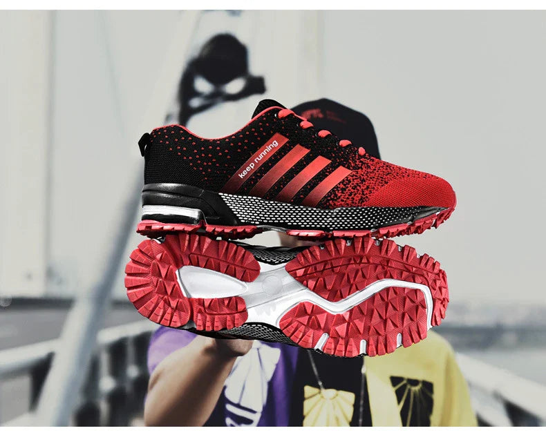 Lightweight, breathable mesh running shoes with flexible rubber soles for active lifestyles