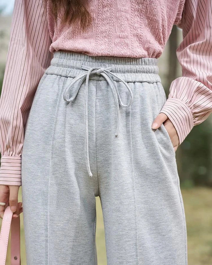 Hhomeenjoy US Chic and Comfortable High-Waist Wide-Leg Pants with Lace-Up Waist