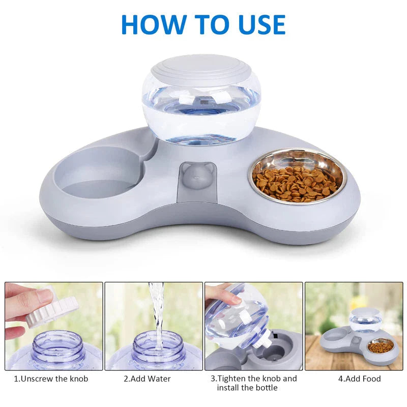 Hhomeenjoy US Automatic Pet Water Dispenser & Elevated Dual Cat Bowls