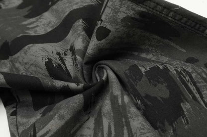 Graffiti camouflage print straight-leg jeans with a high-waist design for a flattering, comfortable fit