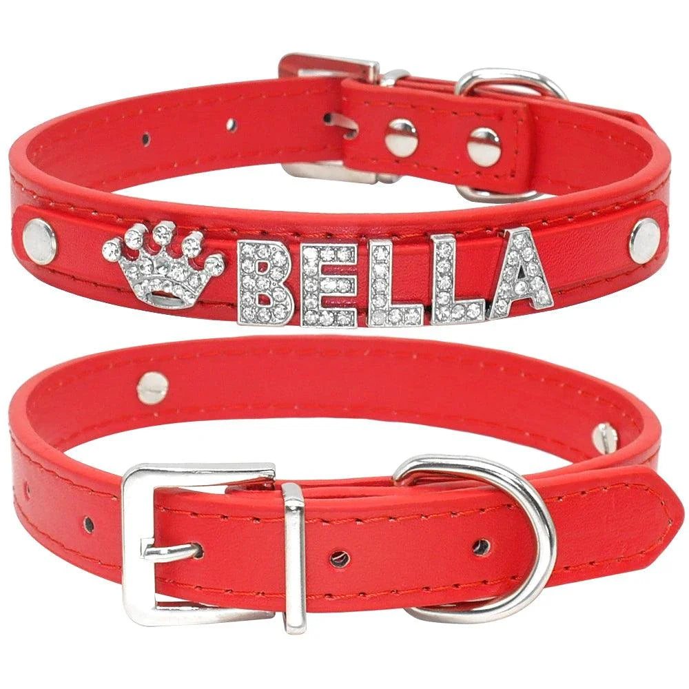 Dazzling Crystal Dog Collar made with premium leather and sparkling crystals, designed to elevate your pup's style