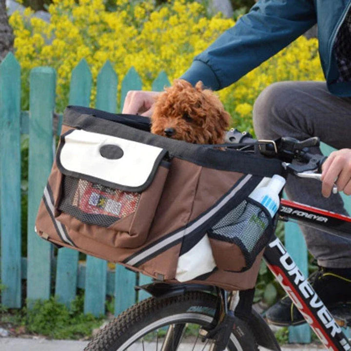 Deluxe Bike Pet Carrier - A stylish and secure way to transport your furry friend on bike rides and outdoor adventures