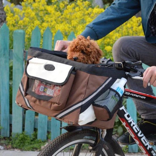 Deluxe Bike Pet Carrier - A stylish and secure way to transport your furry friend on bike rides and outdoor adventures