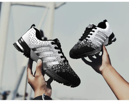 Lightweight, breathable mesh running shoes with flexible rubber soles for active lifestyles