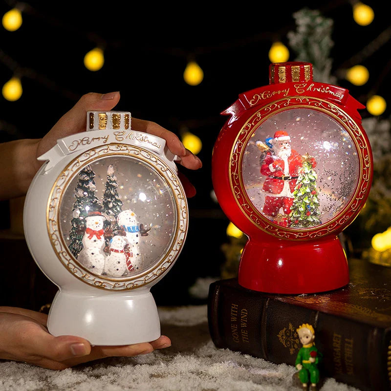 Snowflake music box with automatic snow feature playing classic Christmas melodies