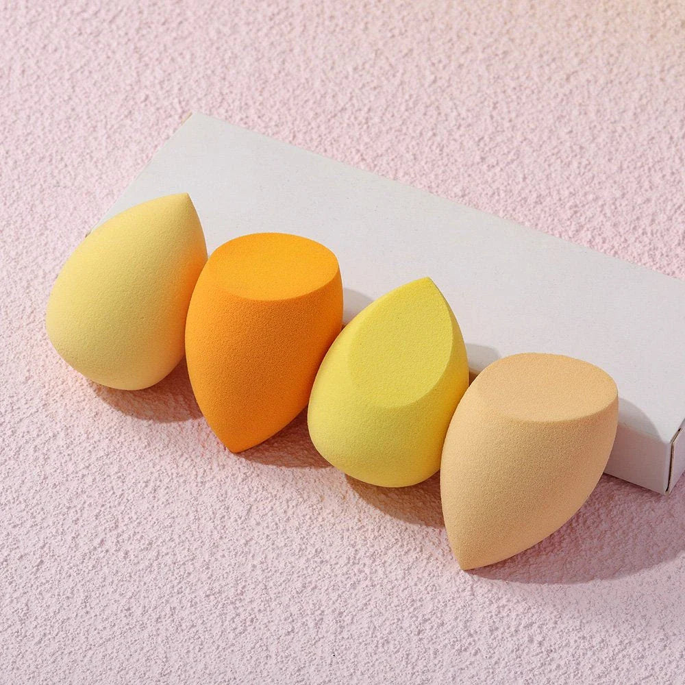 4-piece set of soft, pink makeup sponges for flawless foundation, concealer, and contour application