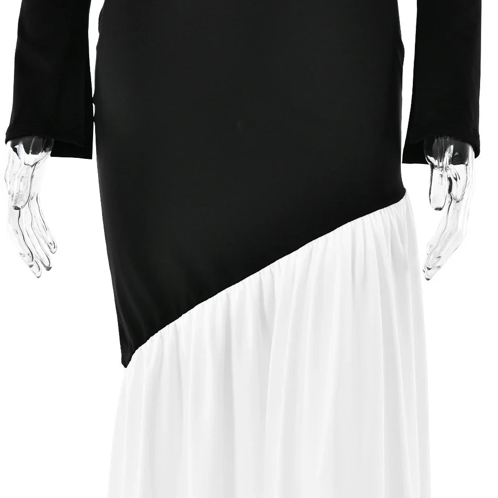 A stylish long sleeve dress with a slim, figure-flattering silhouette and classic round neckline